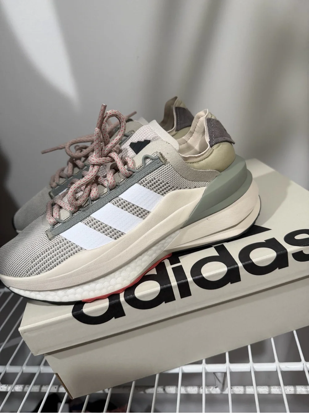 adidas Women's Multi-Tone Mesh Sneakers in Beige, White & Pink